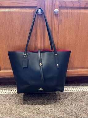 Coach Market Tote with Red Interior and Gold Hardware